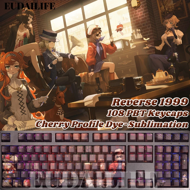 

Реверсивная 1999 игра 108 колпачки клавиш PBT краска сублимация светильник передача вишневого переключателя перекрестная крышка для механической клавиатуры подарок