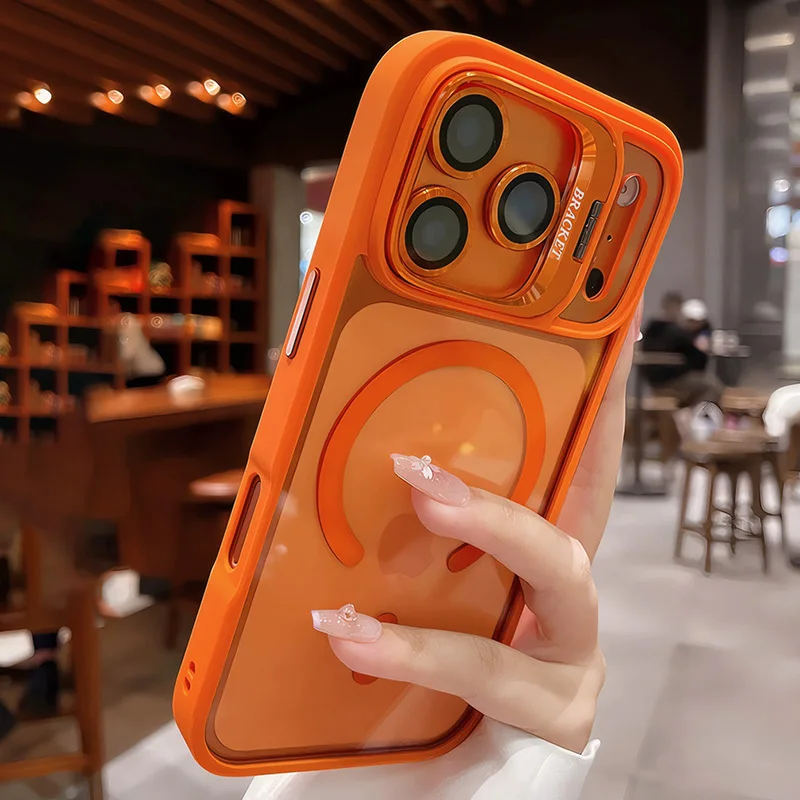 Luxury Magnetic Attraction Bracket Case with Lens Holder and Enhanced Protection – Clear Cover