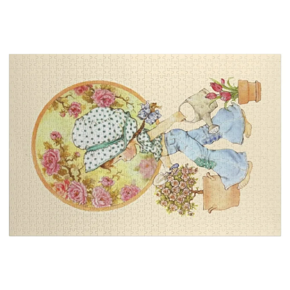 Sarah Kay - Girl, roses and watering can (Givry color) Jigsaw Puzzle Personalised Toys Custom Wooden Gift With Photo Puzzle