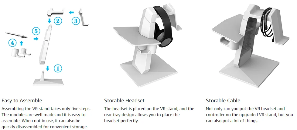 VR Stand For Oculus Quest 2 VR Headset Display Holder Controller Base Desktop Organizer For Oculus Quest 2 PS Move Accessories