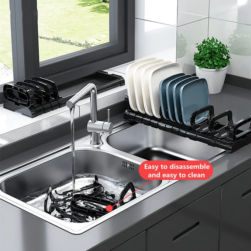 Plate Rack Stainless Over The Sink Adjustable Dish Rack Kitchen