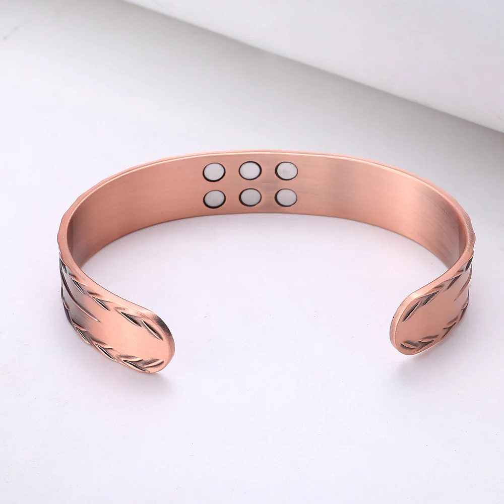 Bracciale rigido in rame puro con serpente spiro energetico vintage Braccialetti per terapia magnetica Gauss in rame rosso 3500  36