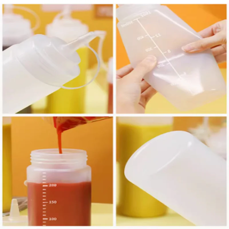 Squeeze Condiment Bottles with On CapSqueeze sauce Bottles Olive Oil Bottles Ketchup Mustard Dispensers Kitchen Accessories 4