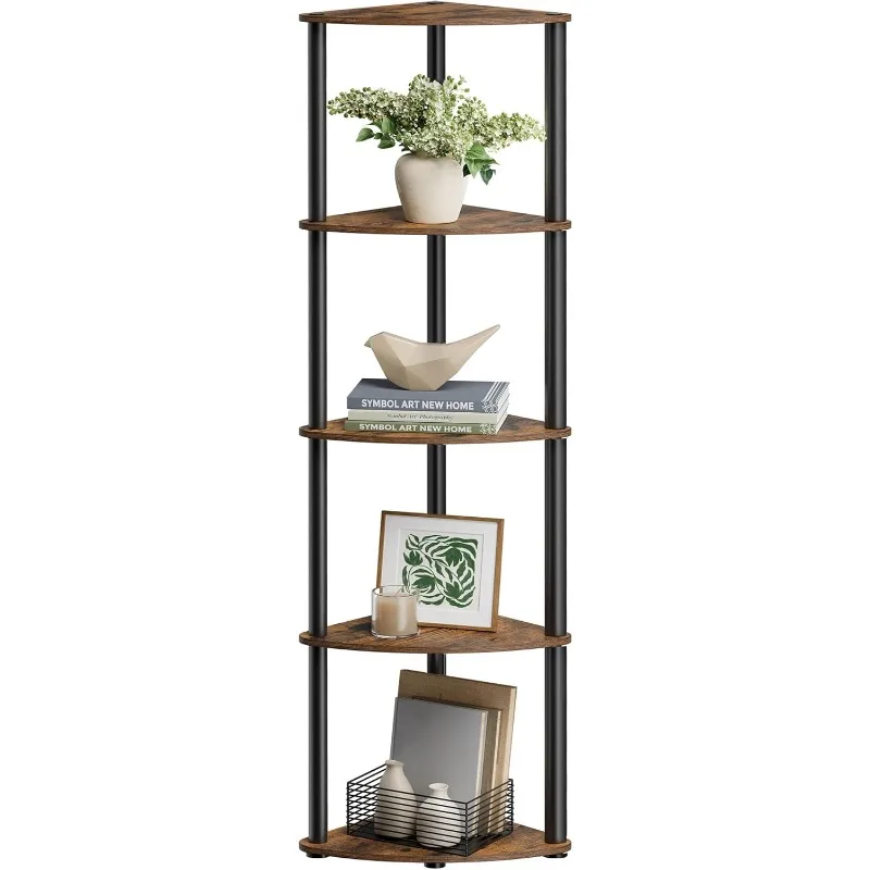 Superfast Toolless Assembly, Corner Shelf, 5-Tier Corner Standing Shelf, Shelf Stand, Living Room