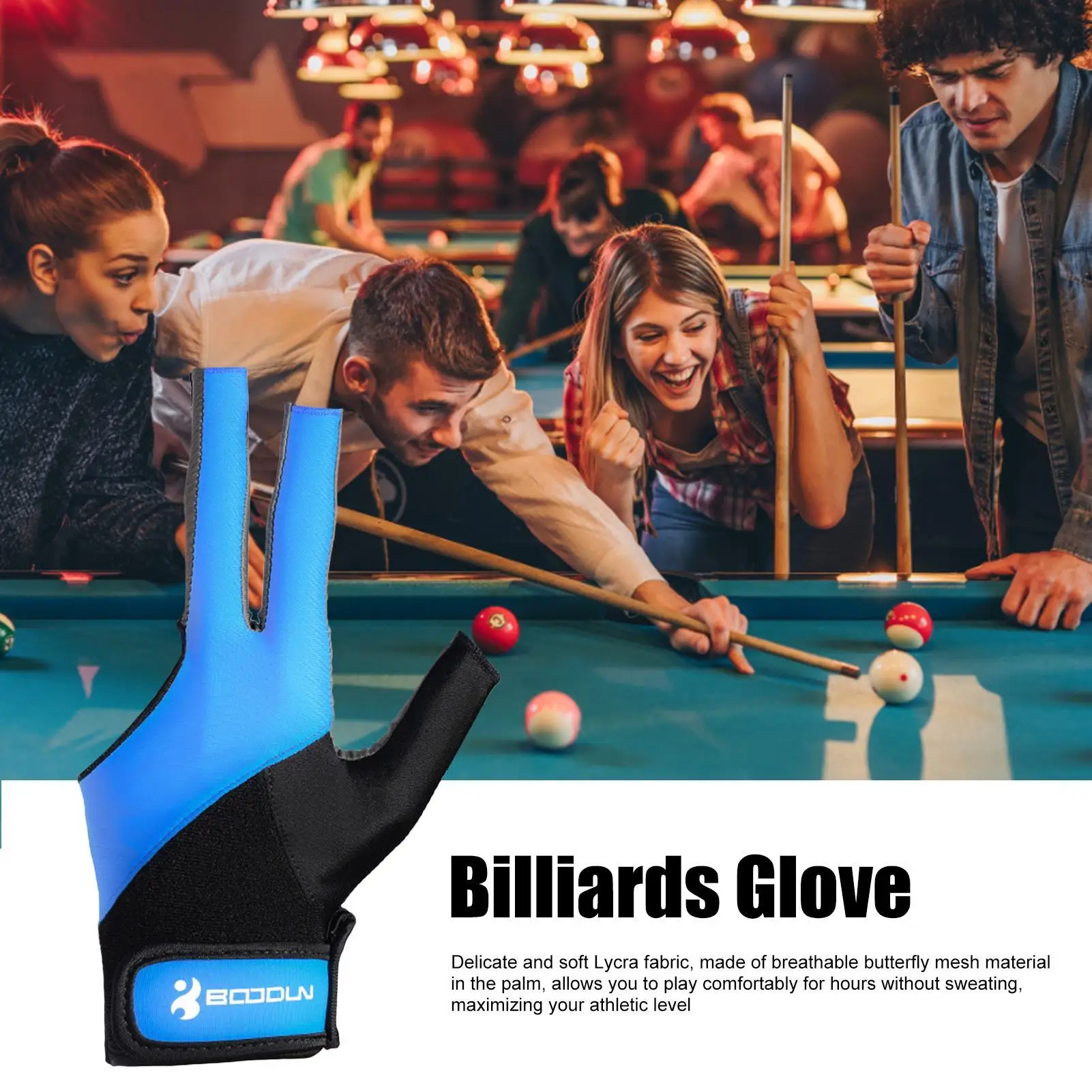 Billiards Glove Non Slip 3 Fingers Sport Single Hand Snookers Glove Elasticity Billiard Cue Training Gloves Pool Accessories
