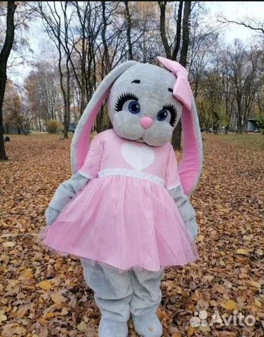 

Pink Dress Teddy Bear Mascot Costume White Bear Character Amusement Parkfunfair Animation Fancy Dress Halloween Party