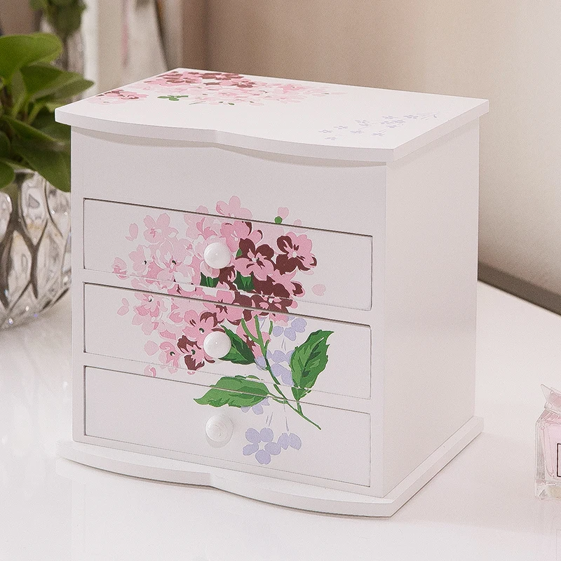 

Multilayer Jewelry Storage Box Wooden Princess European Korean Jewelry Box Ring Jewelry Box Wedding and Birthday Gift