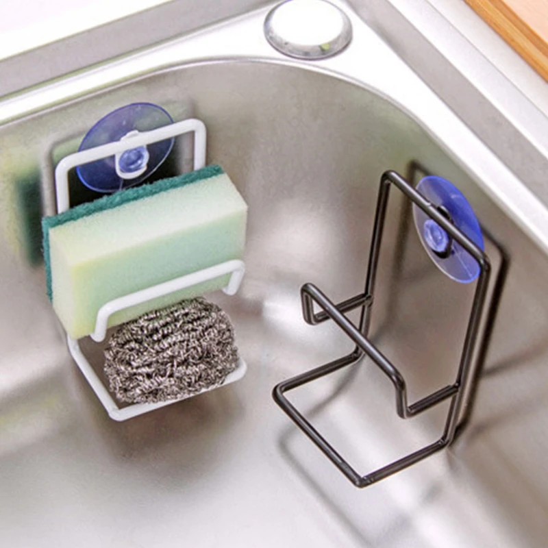 Wall Mounted Rag Shelf Kitchen Suction Cup Drain Rack Sink Storage Rack Sponge Holder Sink Easy to Install