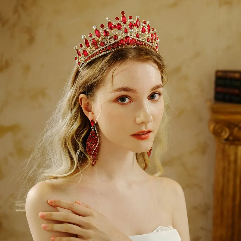 

Forest Crystal Rhinestone Crown Wedding Diadem Veil Tiara Bridal Hair Accessories Crown Party Wedding Headwear Gift