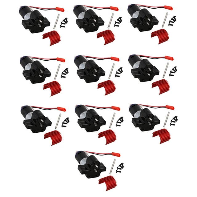 10X 370 Brushed Motor+Alloy Heat Sink Gear Box Set With Steel Gears For WPL Henglong C14 C24 B14 B24 B16 B36 4X4 6X6