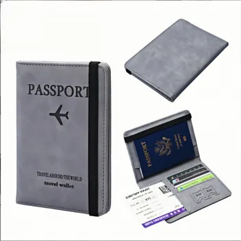 RFID Blocking Travel Non-Slip Passport Holder with 4 Card Pockets and 2 SIM Card Straps (Durable Vegan Leather)
