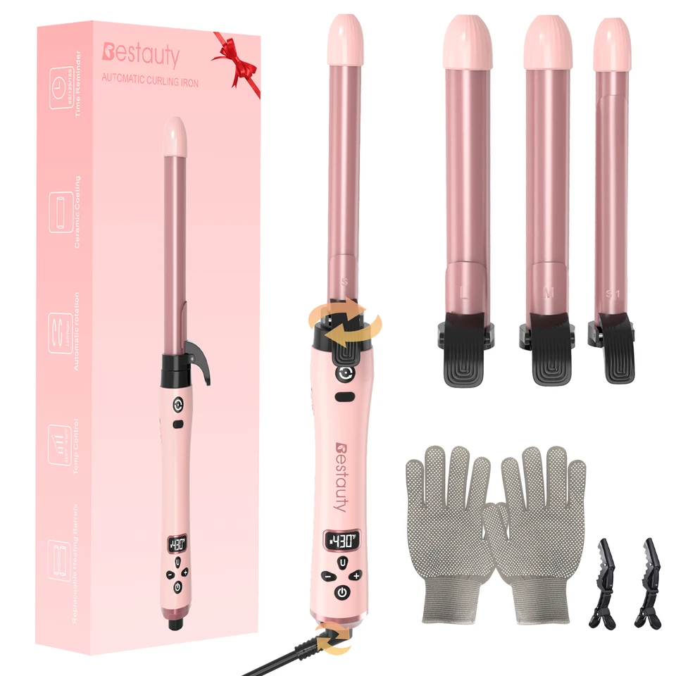 Ceramic Curling Iron Wand Set with Interchangeable Barrels