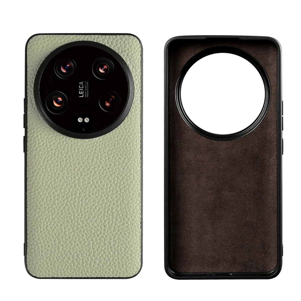 NZN Durable Genuine Leather Full-Wrap Litchi Pattern Phone Case Cover