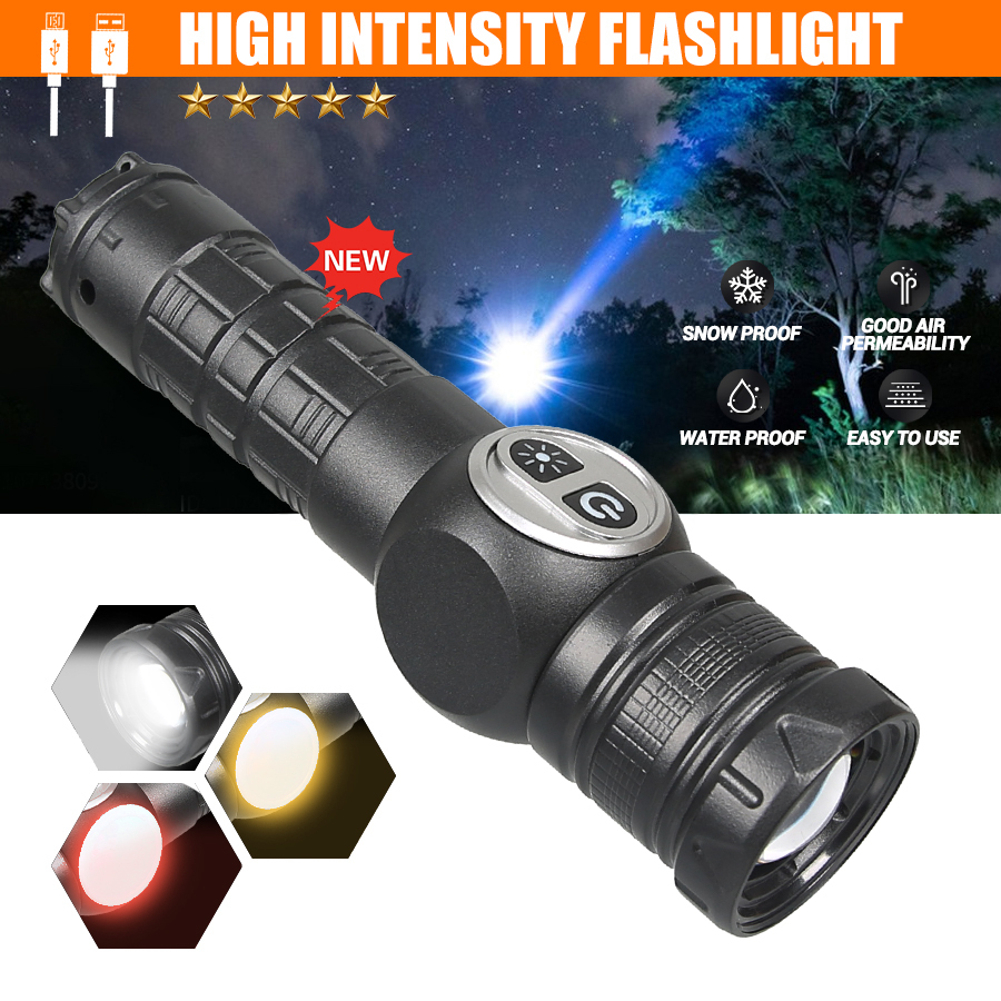 BALDR LED Flashlight Tactical Night Scout Hunting Lights Set Long-Shot Powerful Type-C Rechargeable Outdoor Waterproof Torch