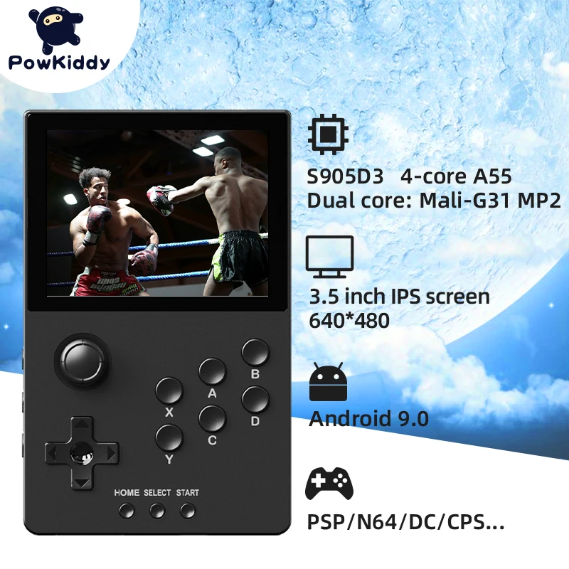 

Портативная игровая консоль POWKIDDY A20 с чипом S905D3 и IPS-экраном 3,5 дюйма