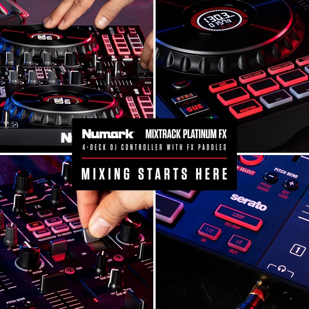 Controller DJ Serato Platinum FX con Jog Wheel e Display, 4 Deck, Mixer, Effetti e Paddle, Spedizione dagli USA - immagine 5