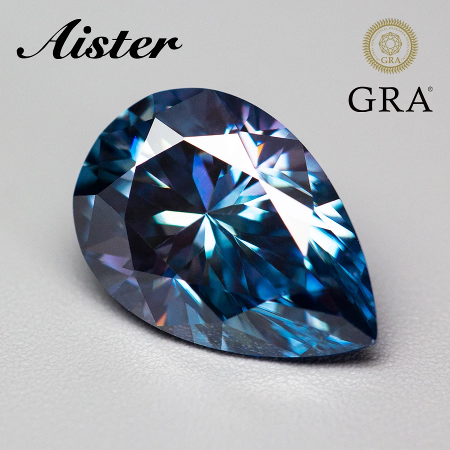 New Sapphire Blue Pear Shape Moissanite Stone Vvs11.0-5.0Ct Certified Moissanite Lab Diamonds Pass Test Con Certificato Gra