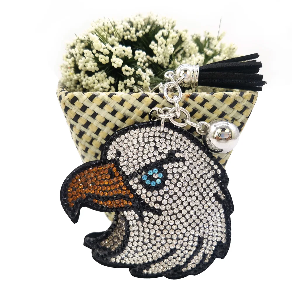 Fashion Creative Cartoon Eagle con portachiavi con strass di cristallo pieno portachiavi anelli borsa portamonete per auto portachiavi adorabili