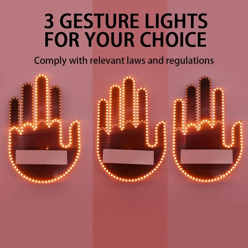 리모컨 있는 자동차 손가락 조명, 재미있는 자동차 인테리어 조명, 손가락 업 LED, 가운데 손가락 손 램프, 자동차 액세서리, 1 세트