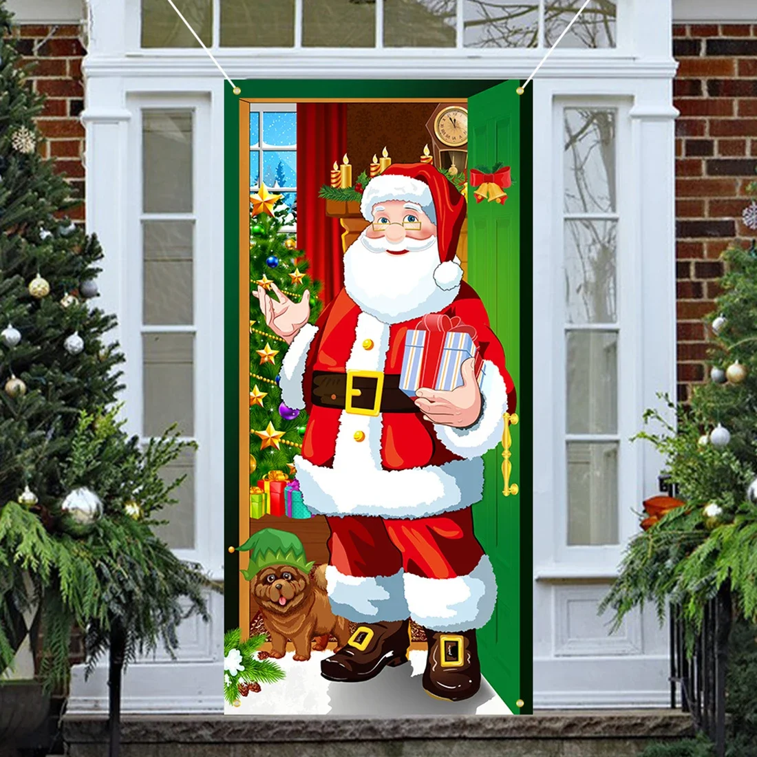 Christmas Background Banner Christmas Elves Door Cover Per Party House Door Nightmare Before Christmas Decorazioni Per Esterni Puntelli