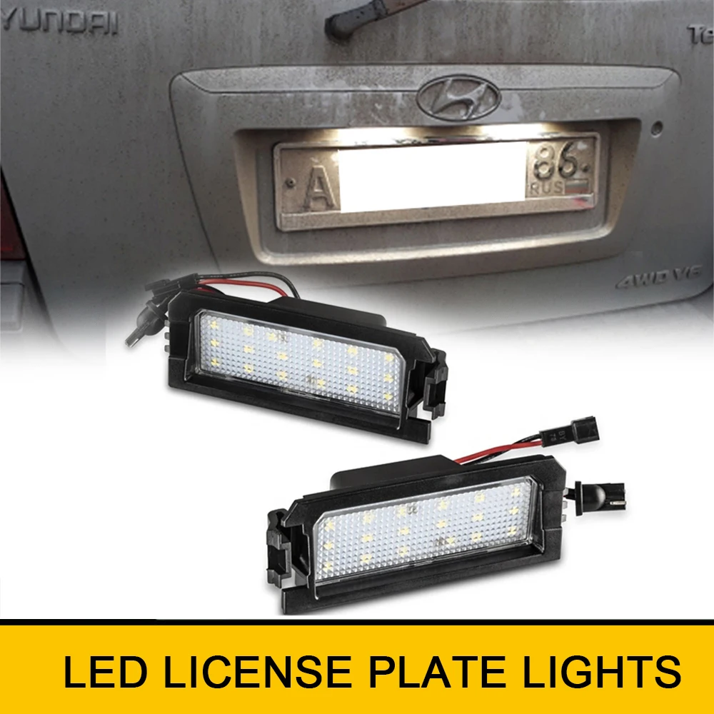

For Hyundai I10 I20 Ioniq XG30 Terracan Tiburon Genesis Coupe Veloster Car LED Rear License Plate Lights Canbus No Error