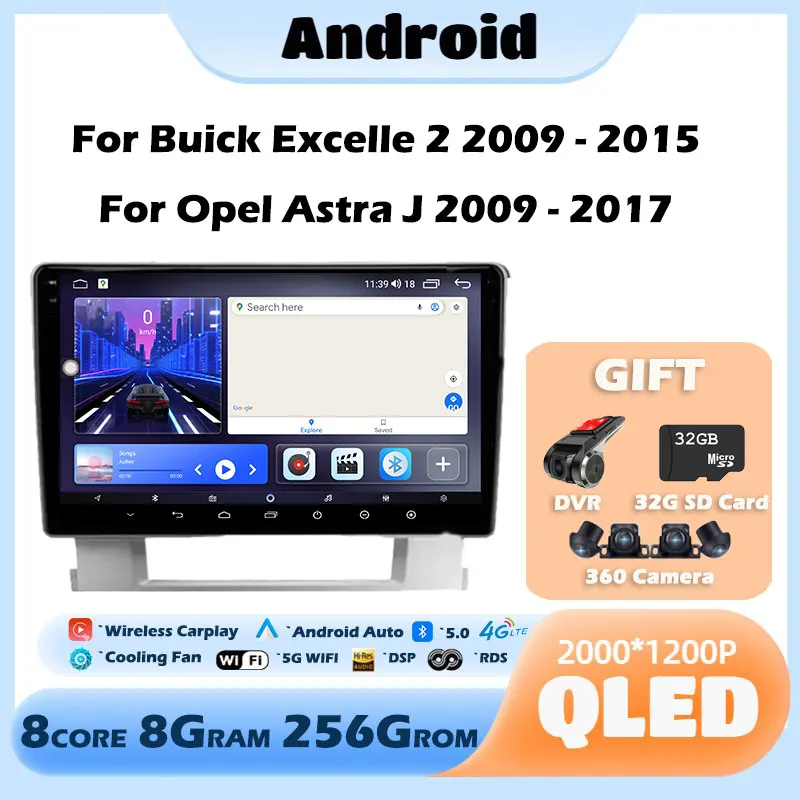 

Автомагнитола для Buick Excelle 2 2009 - 2015 Opel Astra J 2009 - 2017 Android 13, мультимедийный видеоплеер, навигация, стерео, GPS