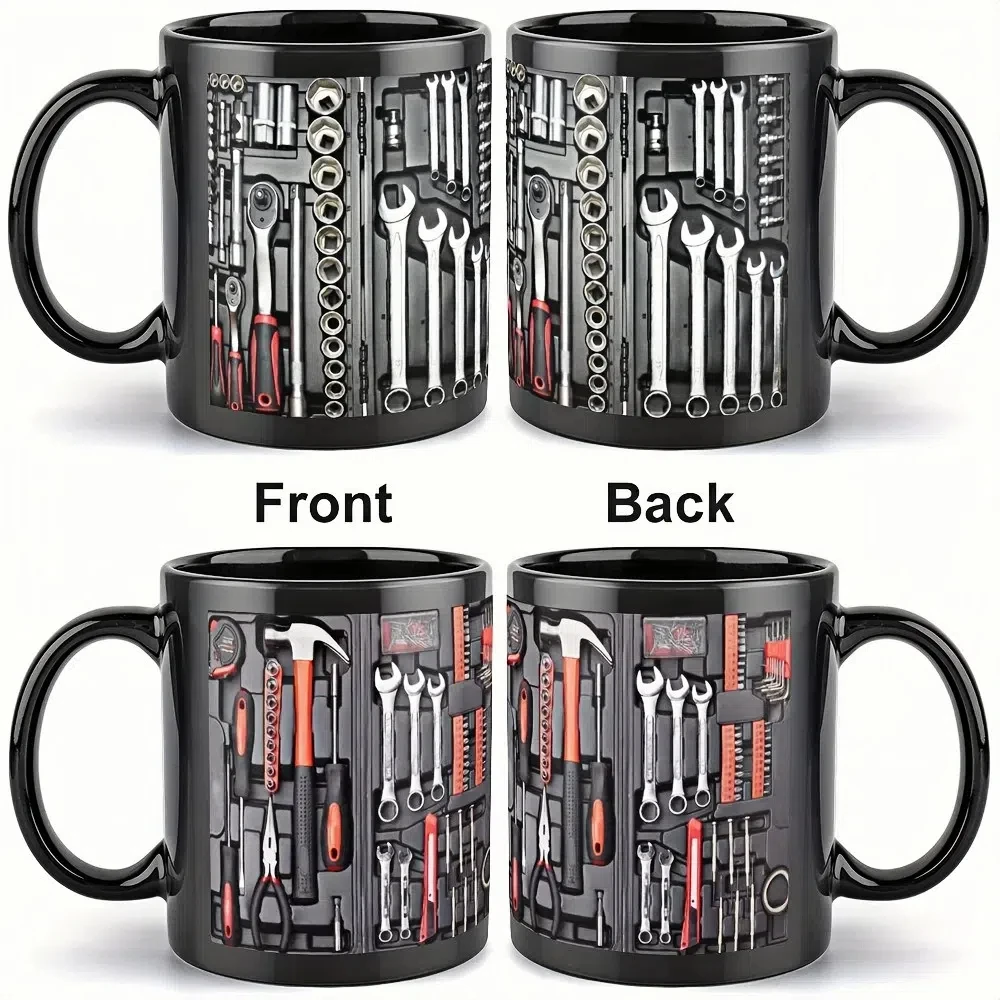 Funny 325ml Coffee Mug Toolbox Design Ceramic Mechanic Water Cup Sturdy Wrench Pattern Mechanic Mug Auto/Car Mechanic Gift