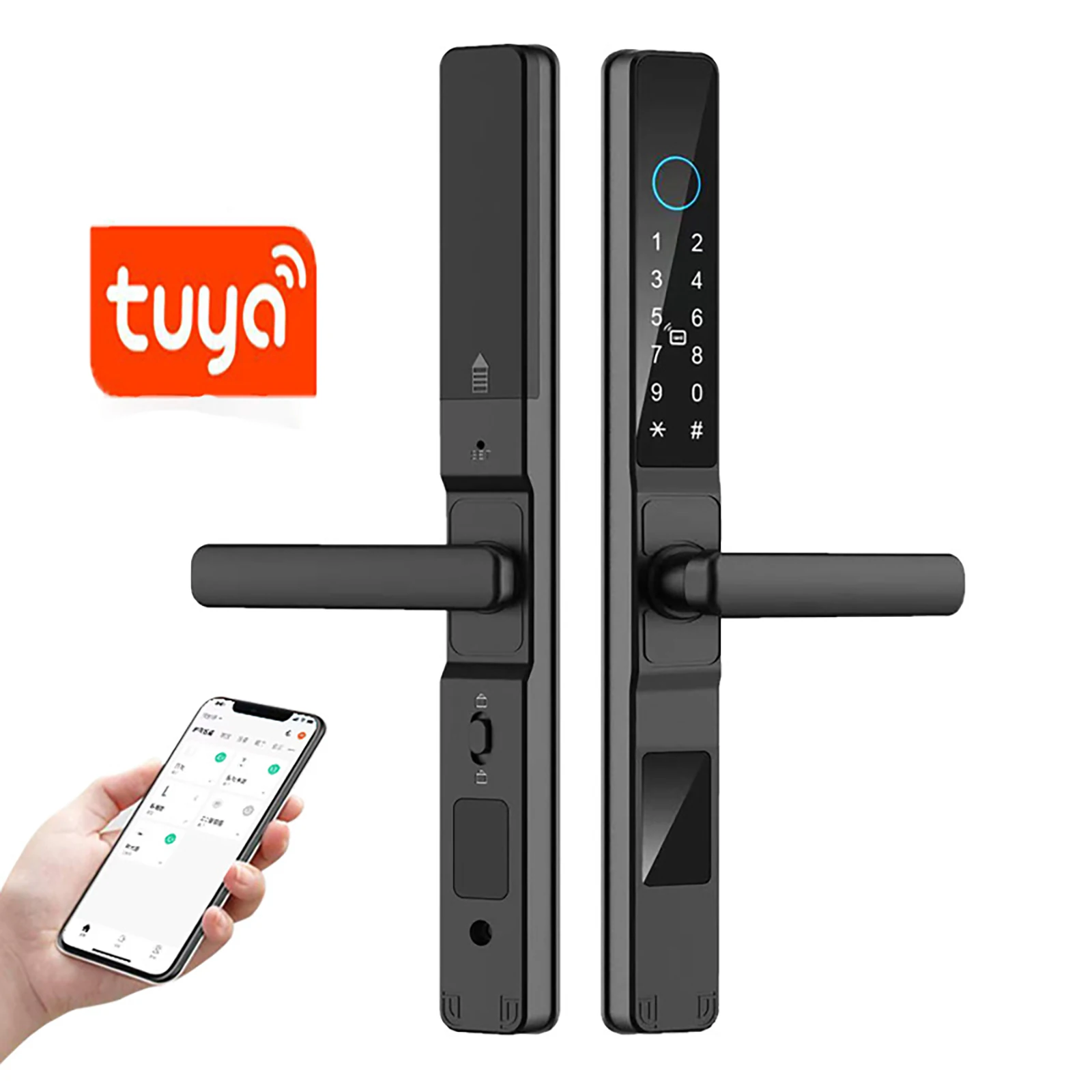 HIFAM Fingerprint Door Lock, TUYA APP Control Smart Door Lock with Handle Electronic Digital Lock with Keypad