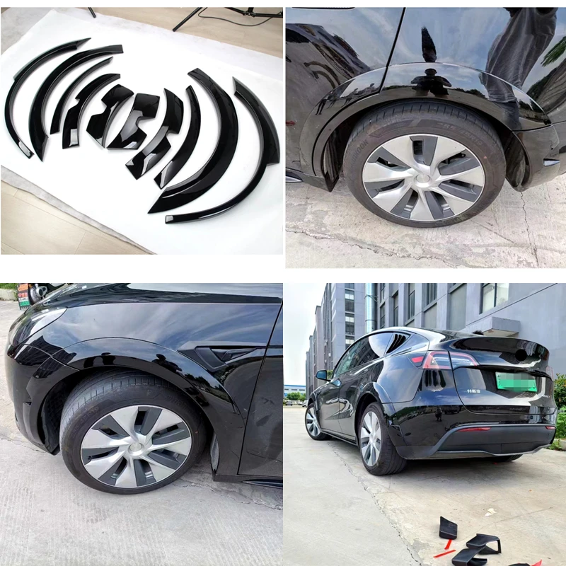 

For Tesla Model Y 2020 - 2023 Wide Body Kit Rear And Front Fender Over Flares Bumper ABS Material Car Wheel Eyebrow