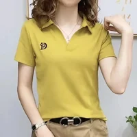 Polo Neck Shirt for Women White Plain Graphic Woman T Embroidery on Offer Synthetic Aesthetic High Quality Luxury Fashion 2025 - Image 4