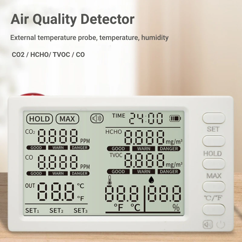 

8 в 1, многофункциональный детектор качества воздуха