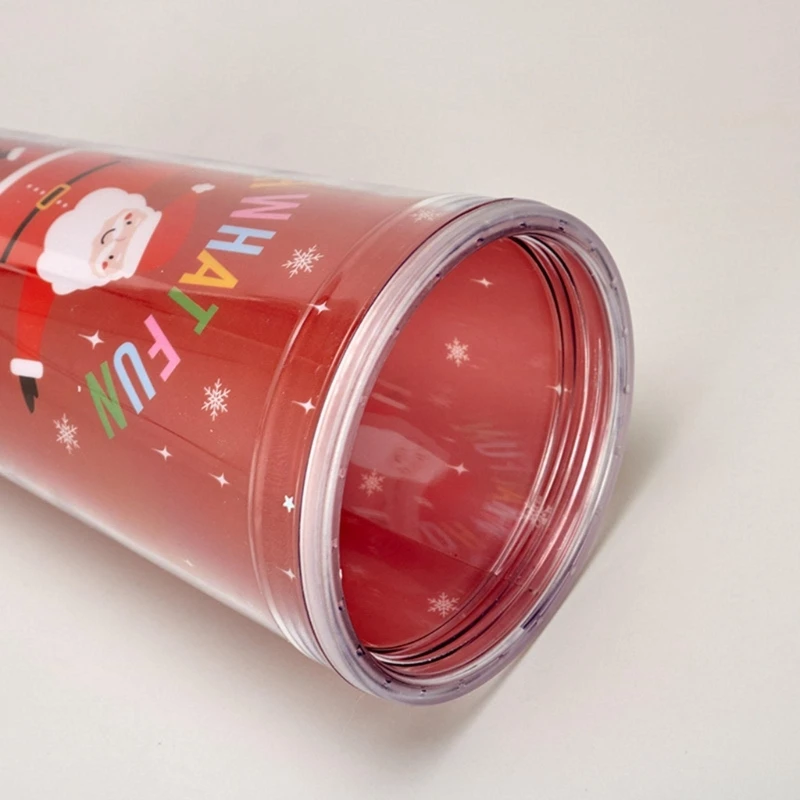 Christmas Cup with Lid Straw Xmas Santa Snowman Tumbler Drinkware Home Decor