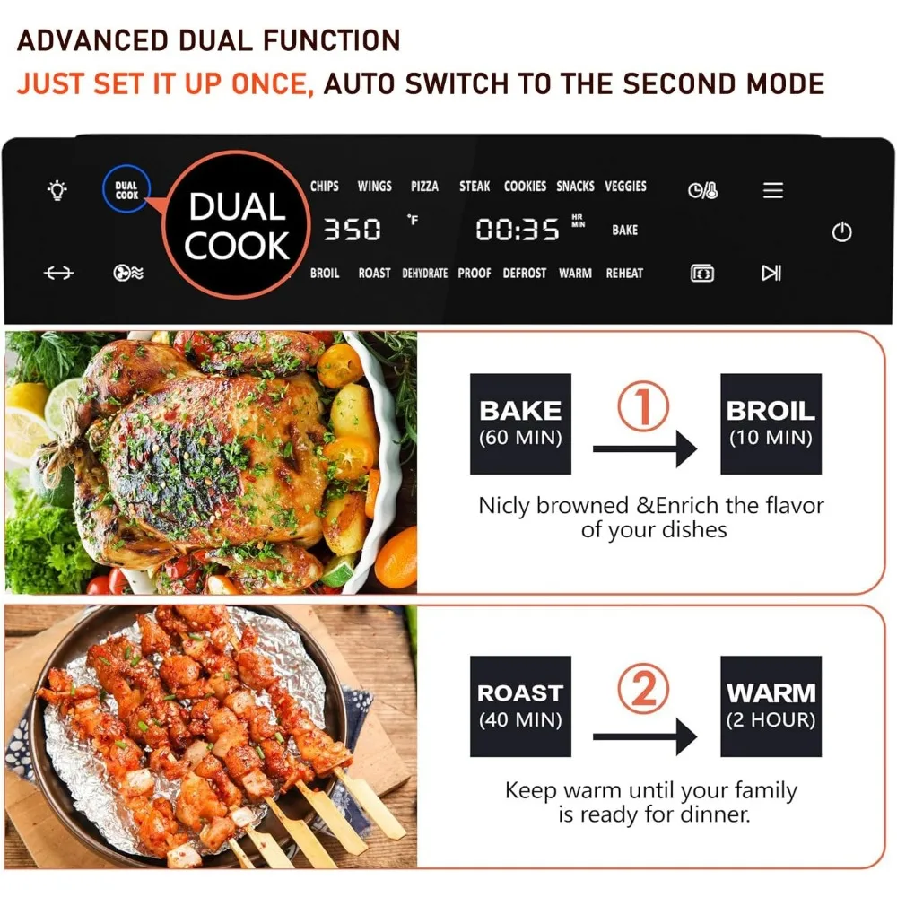 32 QT Extra Large Toaster Oven Air Fryer Combo, 18-in-1 Convection Toaster Oven Countertop with Baking, Dehydrate 5