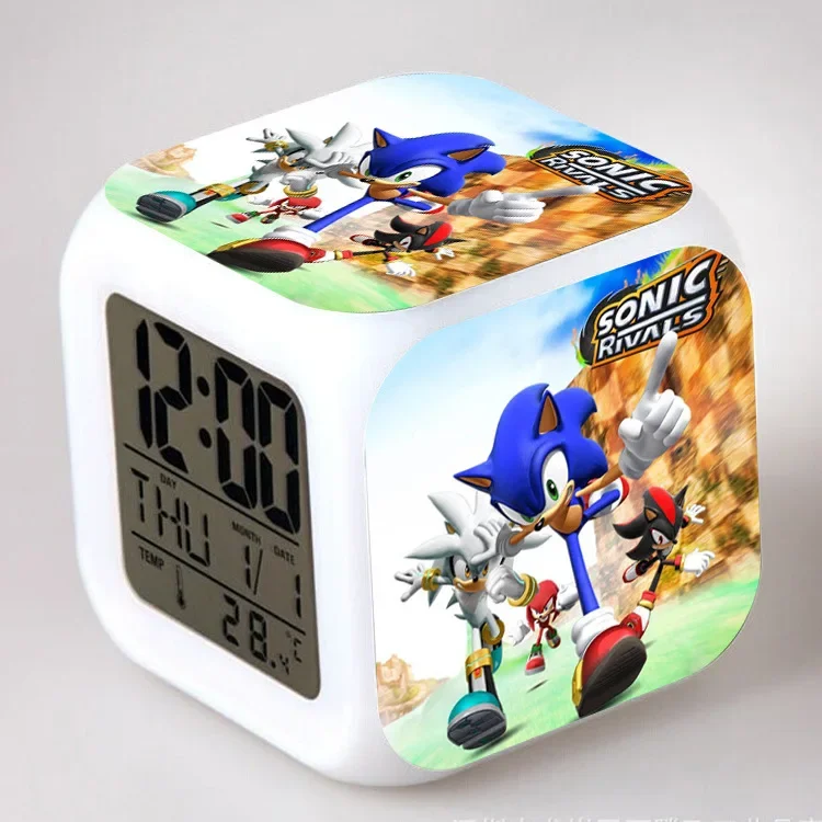 Reloj despertador LED de dibujos animados de Sonic The Hedgehog, luz de noche para estudiantes, luz de noche para niños, regalo de Navidad