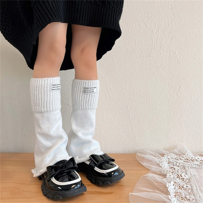 Kids Leg Warmers for Autumn Spring LolitaStyle Girls Knee High Socks Bells Bottom Leg Covers Knit Breathable Stockings