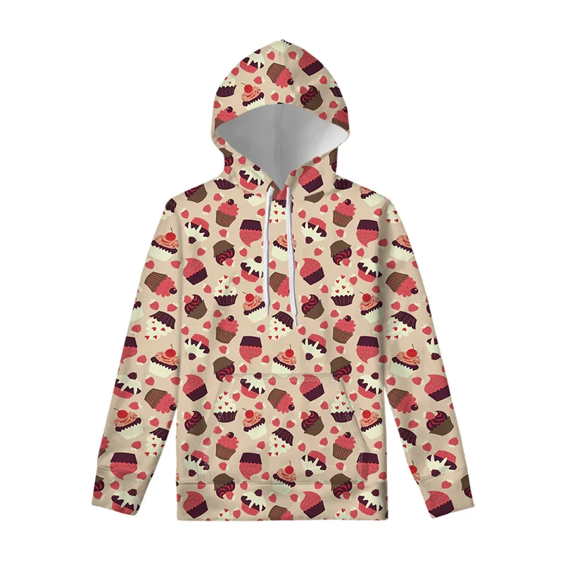 thumbnail image 1 of Sudadera con capucha con estampado 3D de cupcakes y comida de dibujos animados para hombre, sudadera con capucha de manga larga para primavera y otoño, sudaderas para niños, sudaderas holgadas de call, 1 of 5