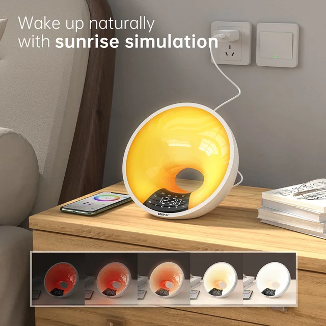 reveil veilleuse intelligent avec Radio FM, wi-fi, Tuya, application intelligente – Image 3