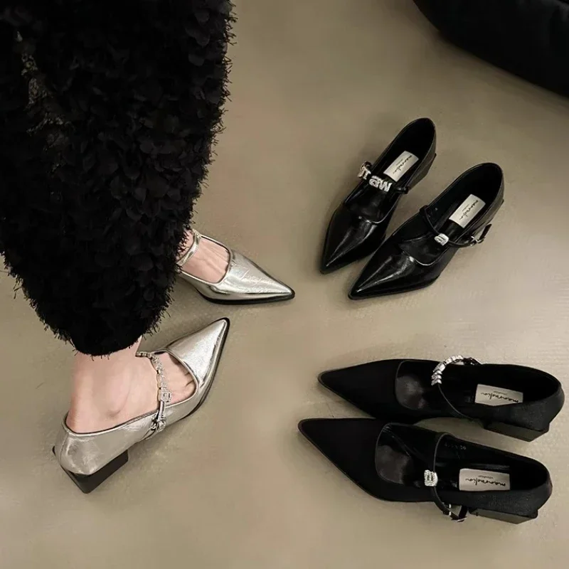 Trendy Pointed Toe Low Heel Mary Jane Shoes Women Casual Shoes New  Summer Soft Sole Ballet Ballerina Shoes Woman Pumps 2