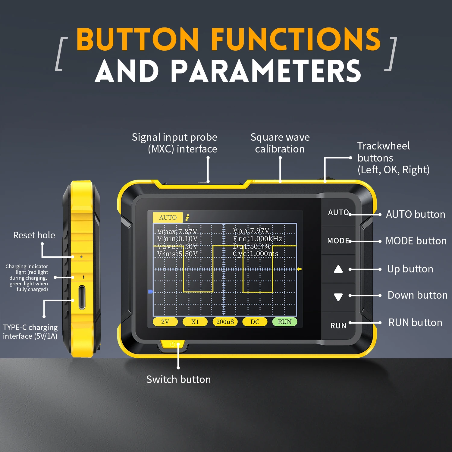 Digital Oscilloscope FNIRSI DSO152 Mini Handheld Digital Oscilloscope Latest Version 2.5MSa/s 200KHz Analog Bandwidth 800 VPP PWM Output