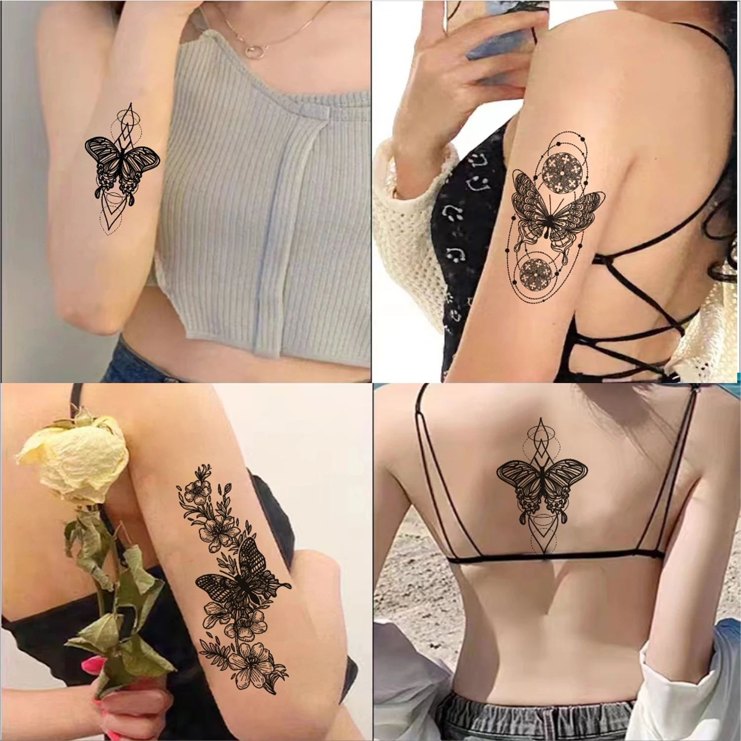 Waterproof Dark Butterfly Temporary Tattoo Stickers for Body Art