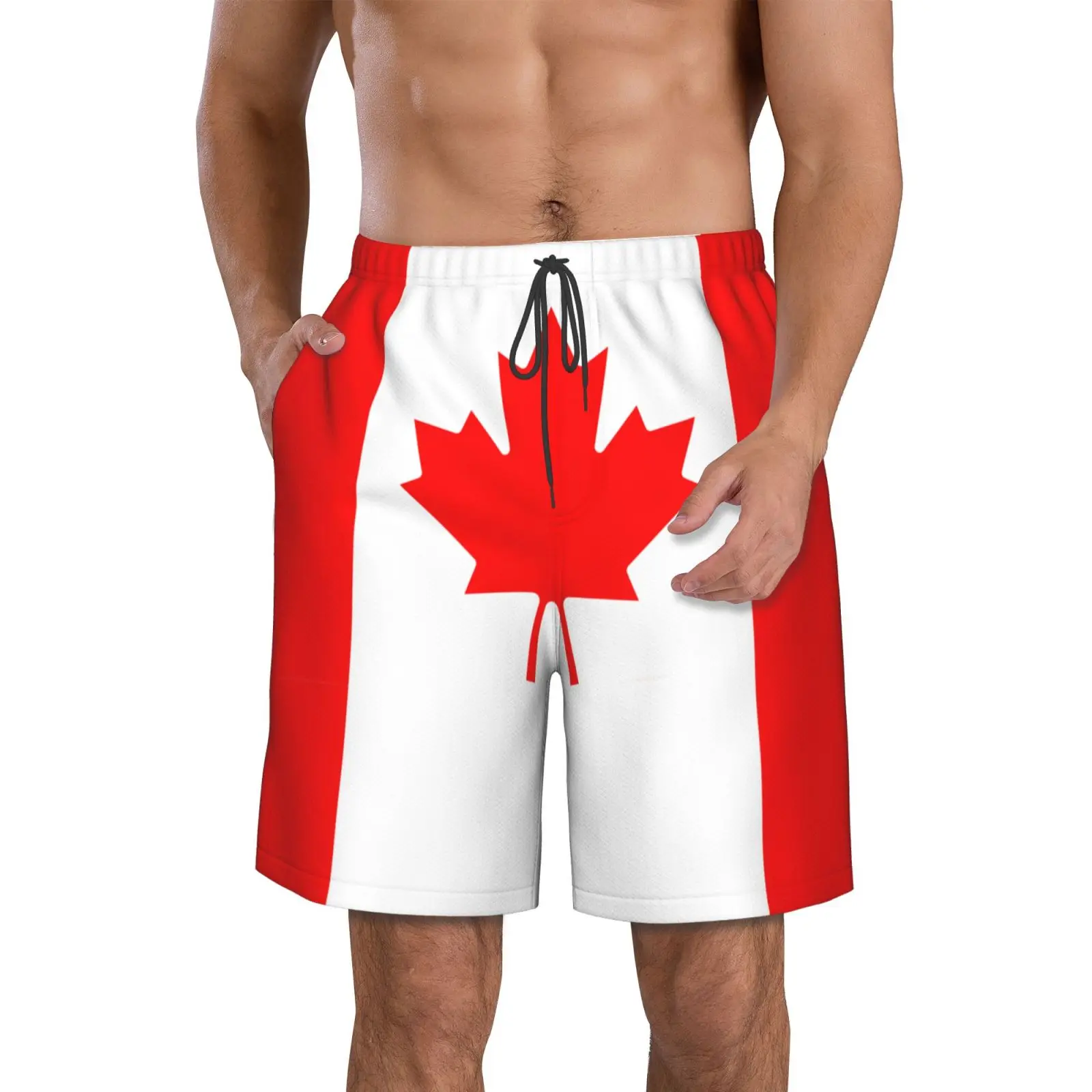 

Men's Canada Flag Beach Pants Shorts Surfing M-2XL Polyester Swimwear Running