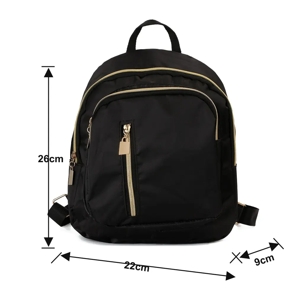 Women's Multi-Function Fashion Girl Nylon Daypack Travel Cute Mini Backpack Men Shoulder Bag Black Purse Hot - 6