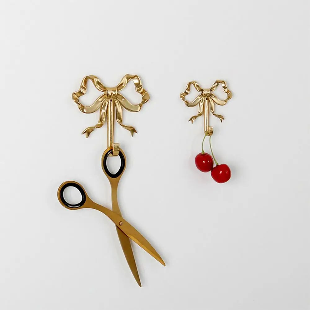 Vintage Brass Bow Shape Wall Hook Gold Functional Bow-Knot Hook Wall Hangings Decorative Wardrobe Hanger Keys 5