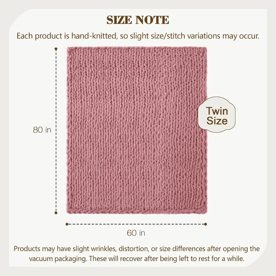 Chunky Knit Throw Blanket 60 X 80 Twin Size 100 Hand Made Large Chenille Loop Yarn Soft Fluffy Throws for Couch Sofa Bed Big Cr