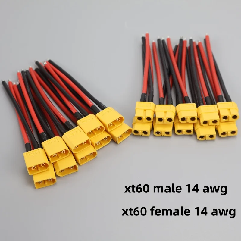 Männlicher und Weiblicher Steckverbinder mit Silikonkabel 14 AWG XT60 Anschlusskabel Doppelverlängerungskabel für RC-Modell Zubehör