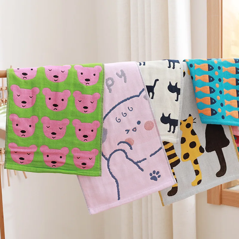 

Three Layers Of Gauze Children's Towel Breathable Baby Cute Little Towel Soft Cotton Washcloth Handkerchief Absorbent Face Towel