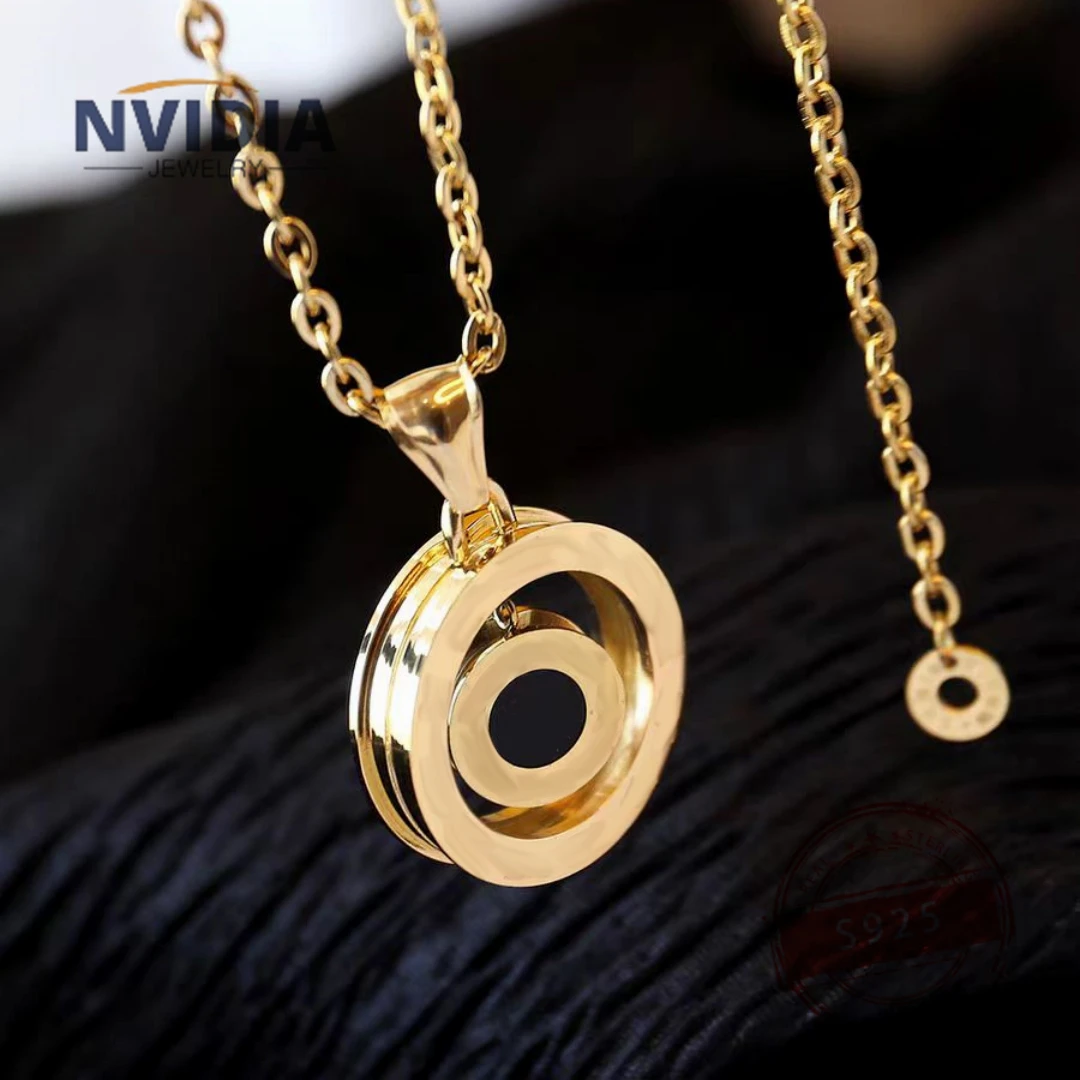 2024 Fashion Jewelry BV Customized S925 Silver Large and Small Circles Ceramic Women's Necklace Birthday Party Earrings Gift