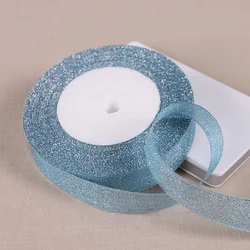 Gold Silver Metallic Glitter Ribbon - 25 Yards of 20mm for DIY Crafts, Sewing, and Gift Wrap (70 Sky Blue)