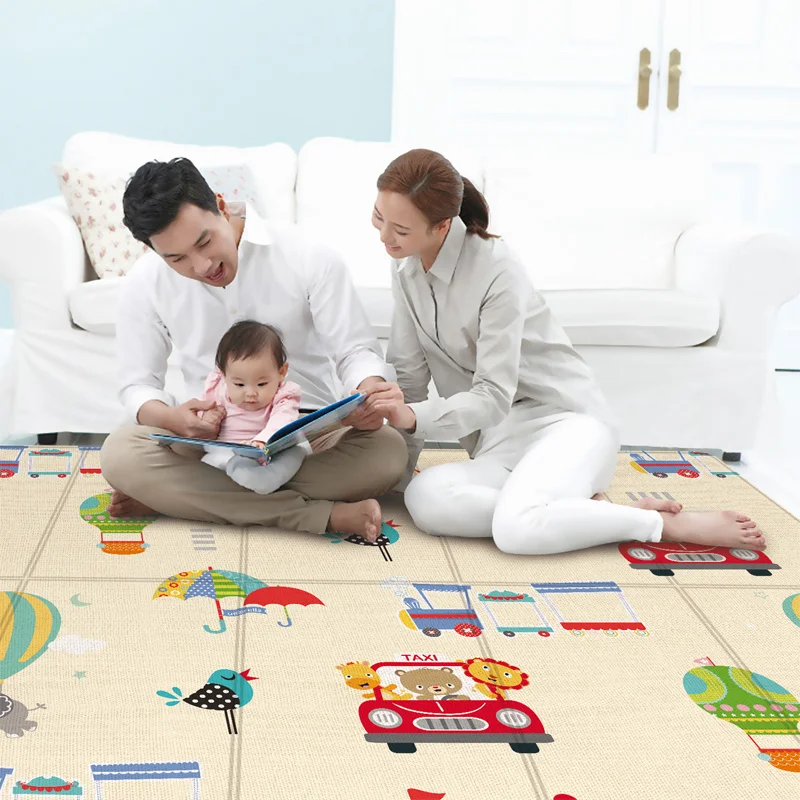 Alfombra plegable de doble cara para niños, tapete de juego de dibujos animados para bebés, alfombra educativa de actividades para bebés, impermeable y fácil de almacenar