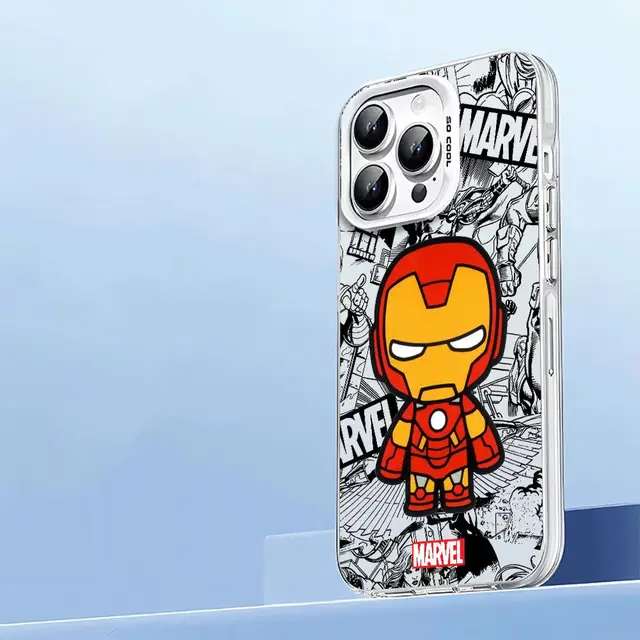Plating Anime Phone Case For iPhone 15 14 13 12 11 XS Pro Max X XR Plus Soft Silicone Lens Cover Marvel Ironman Deadpool - Image 3